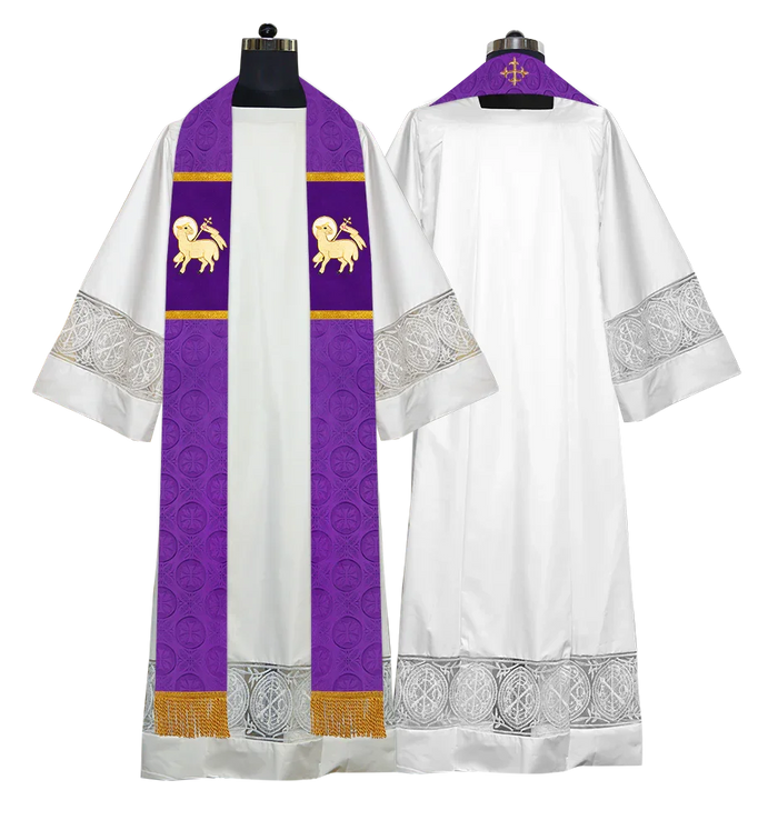 Handmade Pastor Stole with Embroidered Spiritual Motif