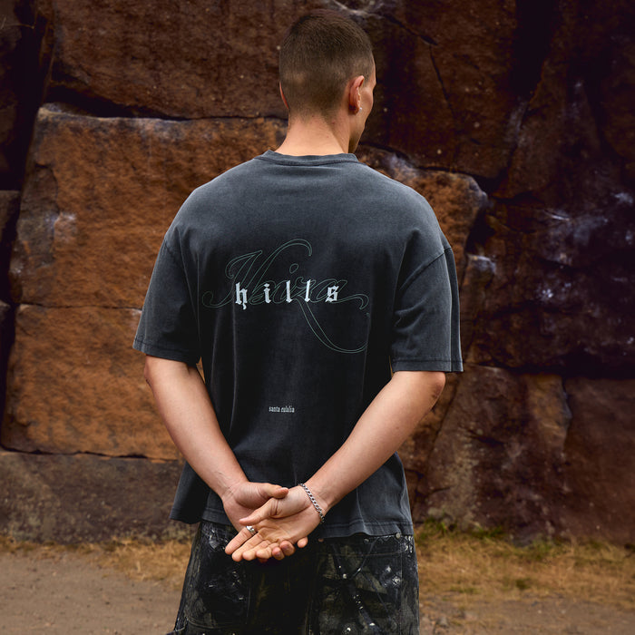 Ibiza Hills Script T-Shirt | Washed Black