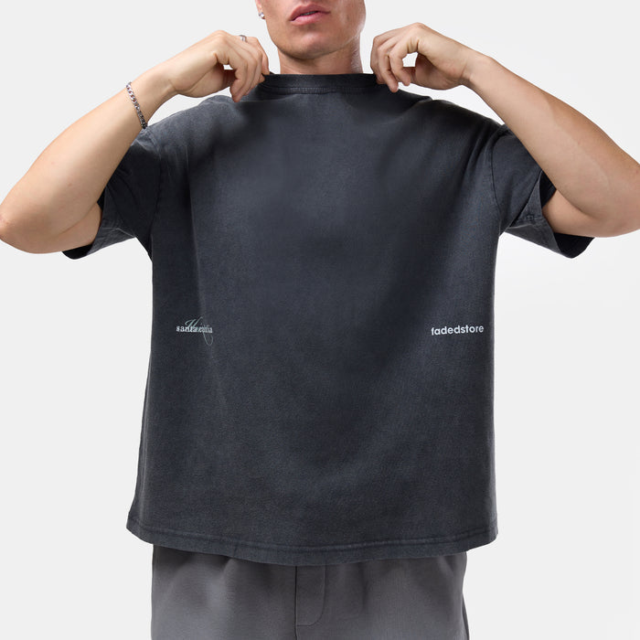 Ibiza Hills Script T-Shirt | Washed Black