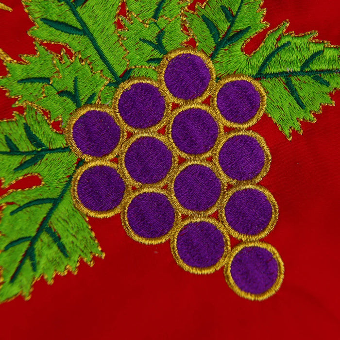 Intricate Gothic Chasuble Highlighting Crown, Holy Spirit and Grapes