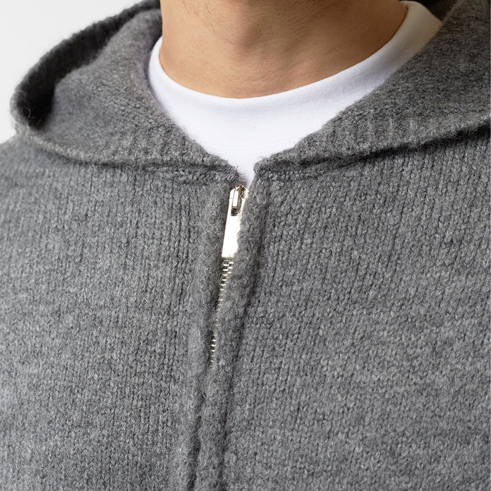 Knitted Full Zip Hoodie | Charcoal Marl
