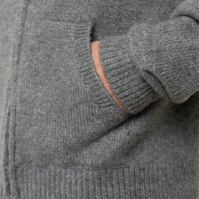 Knitted Full Zip Hoodie | Charcoal Marl