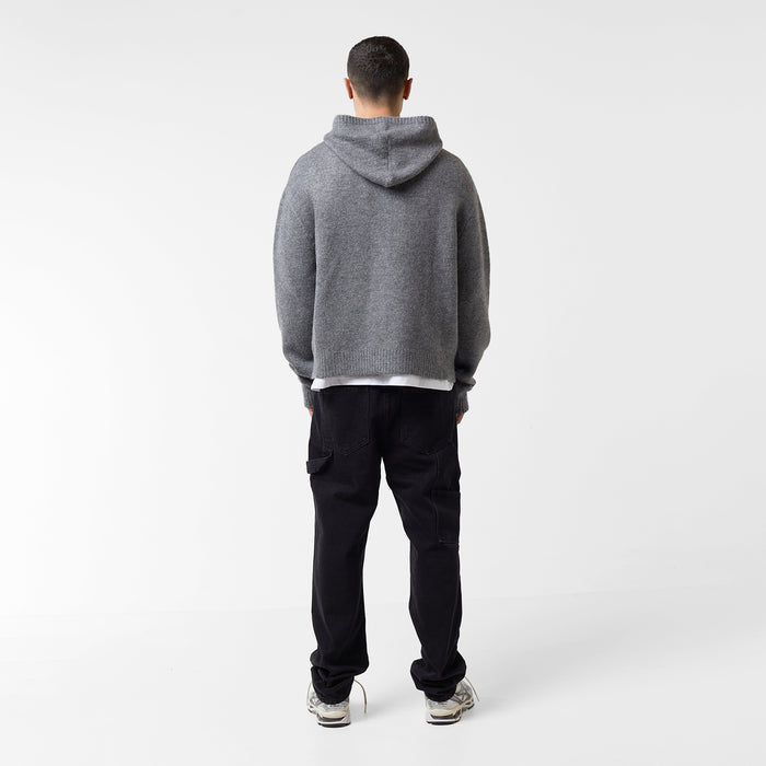 Knitted Full Zip Hoodie | Charcoal Marl