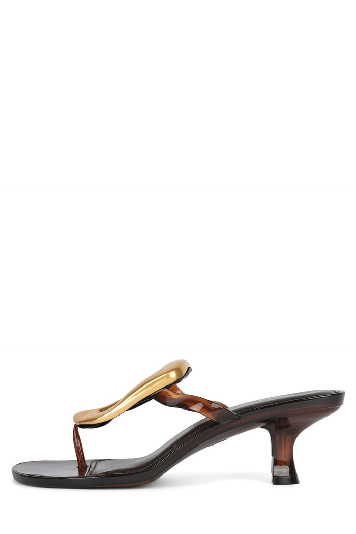 LINQ-UP-J Heeled Sandal Brown Shiny Gold