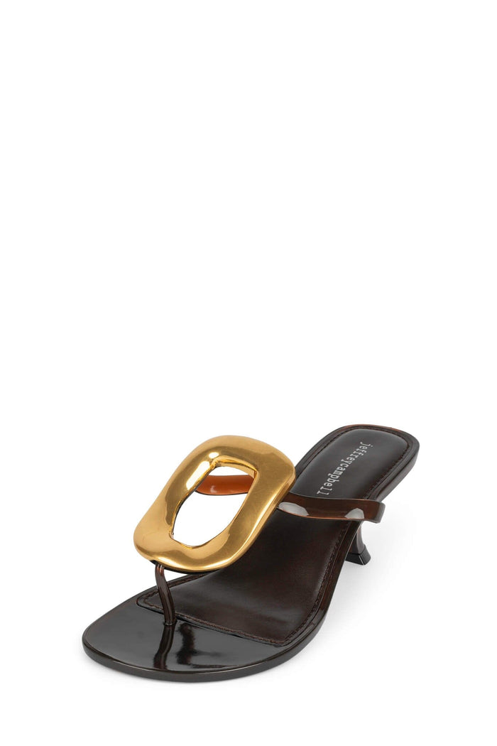 LINQ-UP-J Heeled Sandal Brown Shiny Gold _hover