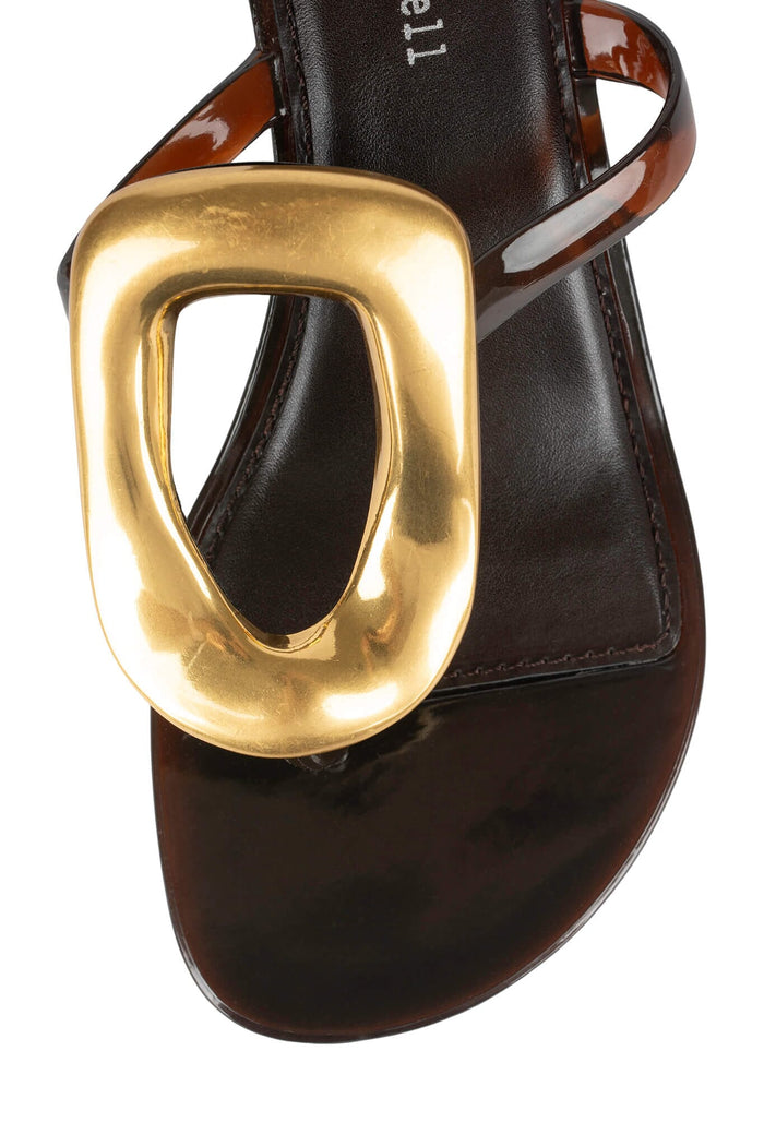 LINQ-UP-J Heeled Sandal Brown Shiny Gold
