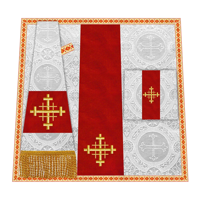 Damask / Jerusalem Cross / White-Red
