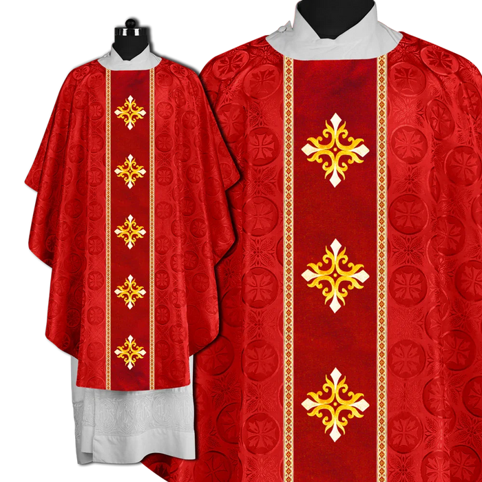 Liturgical Gothic Chasuble with Embroidered Cross Motif