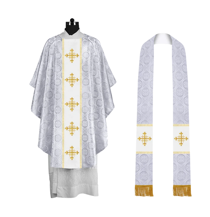 Damask / Jerusalem Cross / White