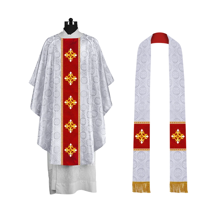 Damask / Designer Cross / White - Red