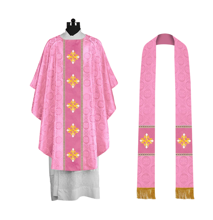 Liturgical Gothic Chasuble with Embroidered Cross Motif