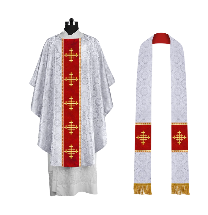 Damask / Jerusalem Cross / White - Red