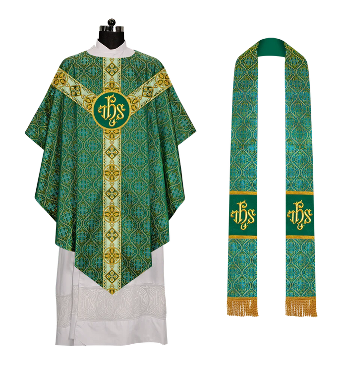 Liturgical Pugin Chasuble with Ornate Orphrey