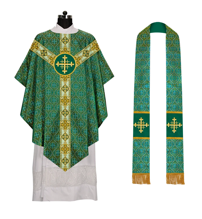 Liturgical Pugin Chasuble with Ornate Orphrey