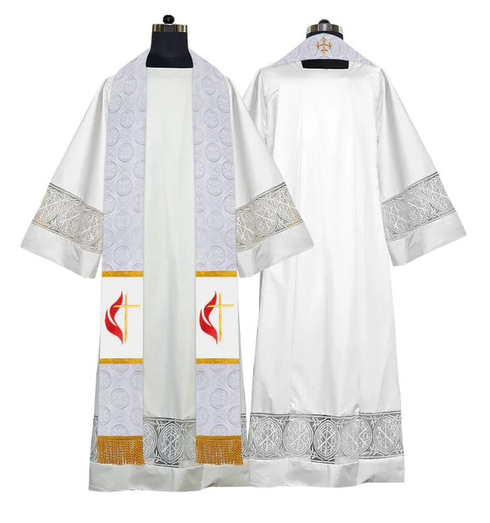 Liturgical Stole Adorned with Embroidered Cross Motif