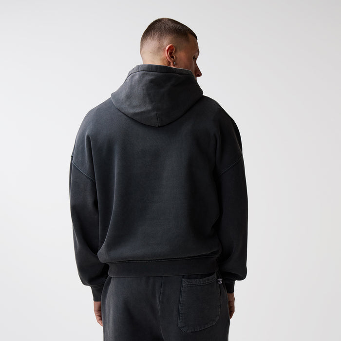 Loose Fit Cropped Hoodie | Black Wash