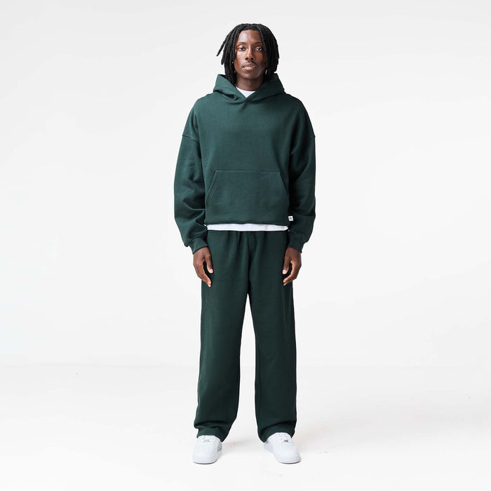 Loose Fit Cropped Hoodie | Forest Green