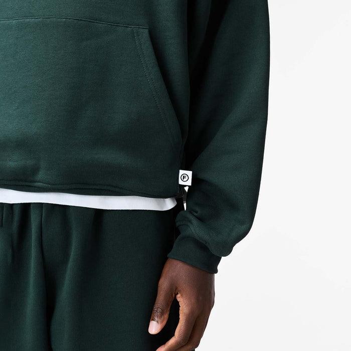 Loose Fit Cropped Hoodie | Forest Green