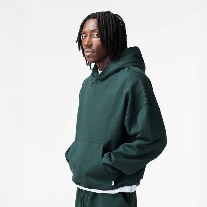 Loose Fit Cropped Hoodie | Forest Green