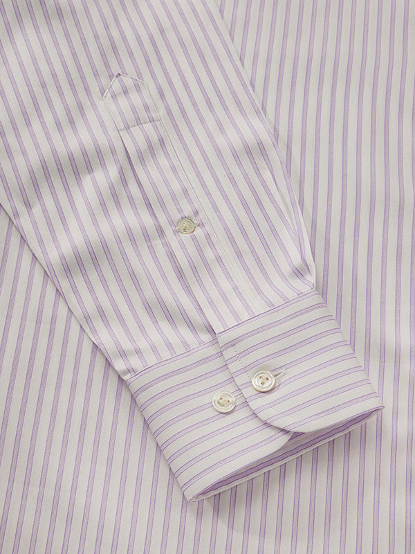 Marchetti Lilac Striped Full Sleeve Single Cuff Classic Fit Classic Formal Cotton Shirt