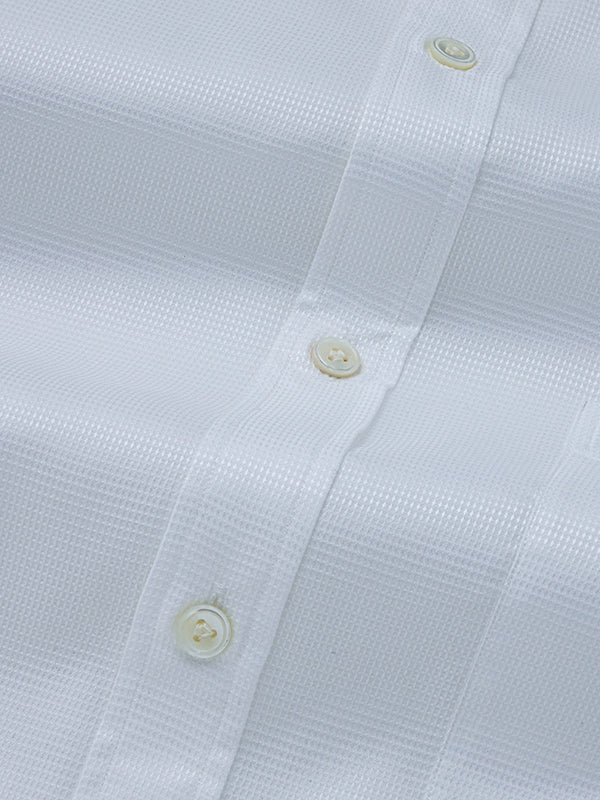 Marinetti White Solid Full Sleeve Single Cuff Classic Fit Classic Formal Two Ply Mercerized Cotton Shirt