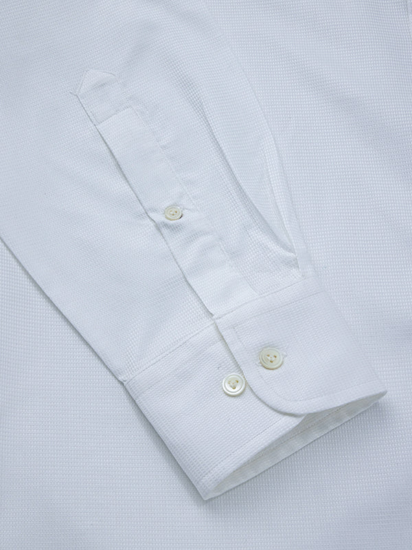 Marinetti White Solid Full Sleeve Single Cuff Classic Fit Classic Formal Two Ply Mercerized Cotton Shirt