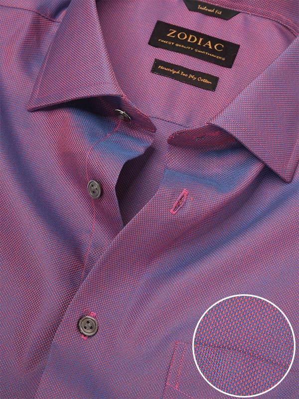 Marzeno Aubergien Solid Full Sleeve Single Cuff Tailored Fit Semi Formal Dark Two Ply Mercerized Cotton Shirt