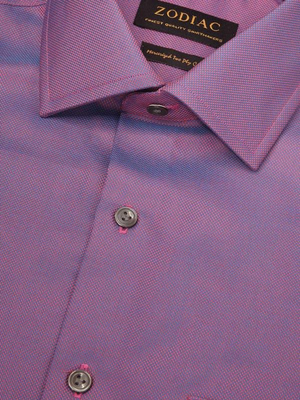 Marzeno Aubergien Solid Full Sleeve Single Cuff Tailored Fit Semi Formal Dark Two Ply Mercerized Cotton Shirt