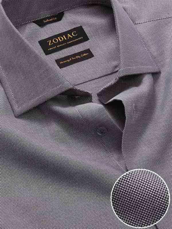 Marzeno Black Solid Full Sleeve Single Cuff Tailored Fit Semi Formal Dark Two Ply Mercerized Cotton Shirt