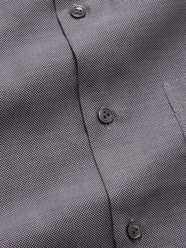 Marzeno Black Solid Full Sleeve Single Cuff Tailored Fit Semi Formal Dark Two Ply Mercerized Cotton Shirt