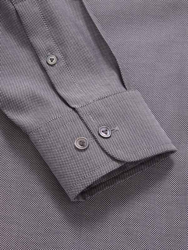 Marzeno Black Solid Full Sleeve Single Cuff Tailored Fit Semi Formal Dark Two Ply Mercerized Cotton Shirt