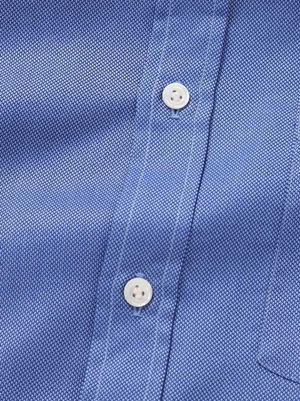 Marzeno Blue Solid Full Sleeve Single Cuff Classic Fit Semi Formal Dark Two Ply Mercerized Cotton Shirt