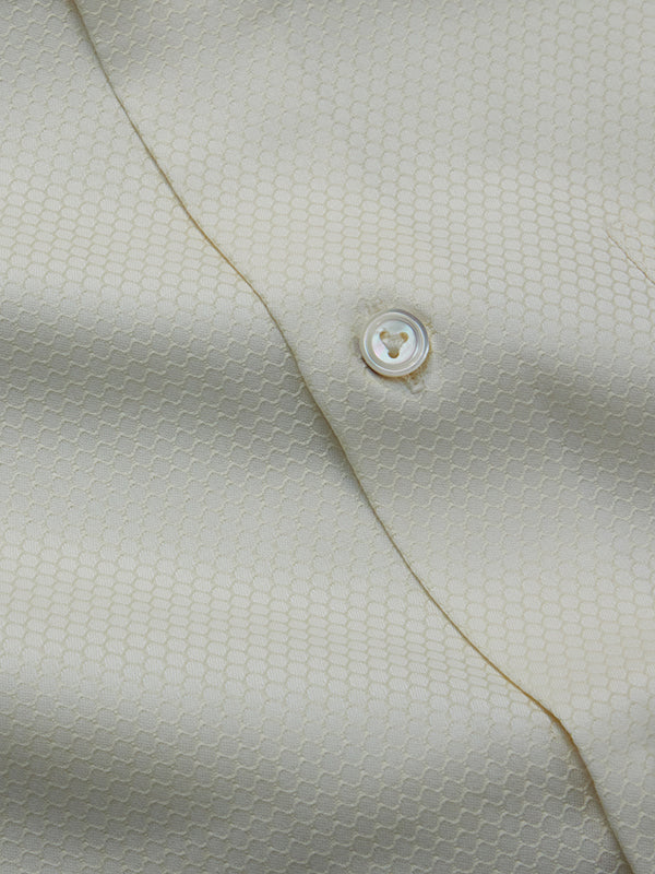 Matera Cream Solid Full Sleeve Double Cuff Tailored Fit Classic Formal Two Ply Mercerized Cotton Shirt