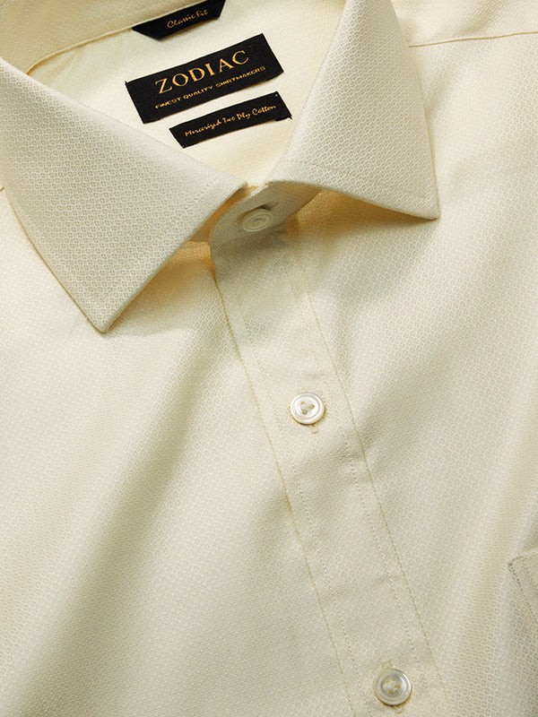 Matera Cream Solid Half Sleeve Semi Fit Semi Formal Two Ply Mercerized Cotton Shirt