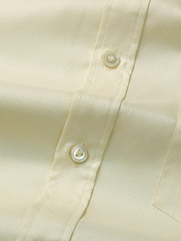 Matera Cream Solid Half Sleeve Semi Fit Semi Formal Two Ply Mercerized Cotton Shirt