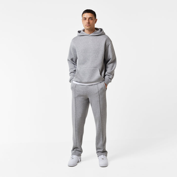 Open Hem Pleated Jogger | Mid Grey Marl