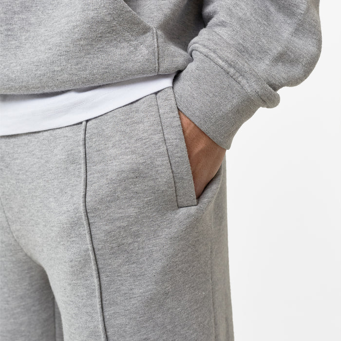 Open Hem Pleated Jogger | Mid Grey Marl