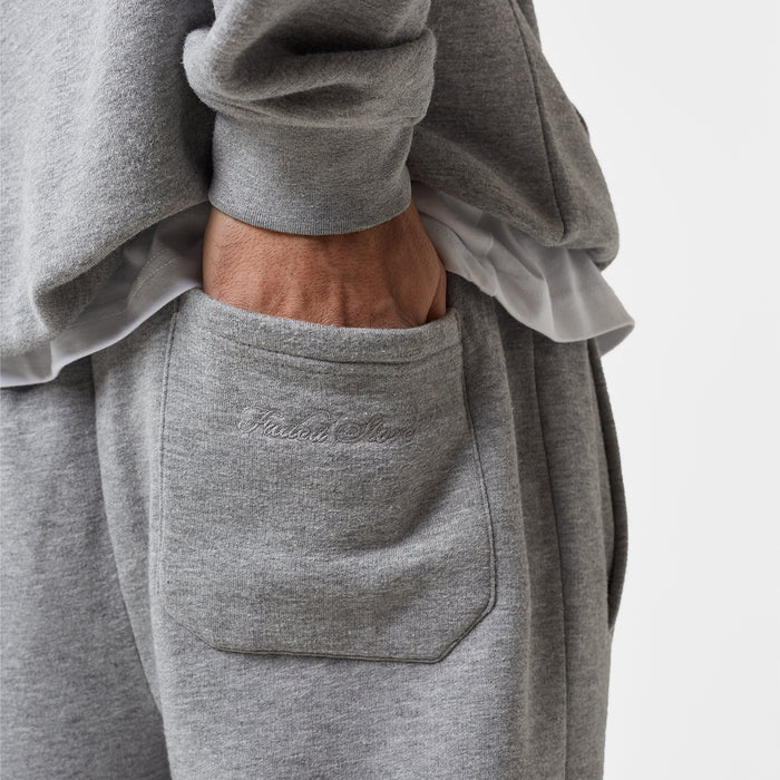 Open Hem Pleated Jogger | Mid Grey Marl
