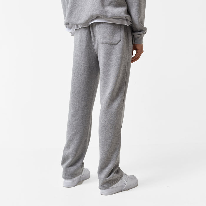 Open Hem Pleated Jogger | Mid Grey Marl