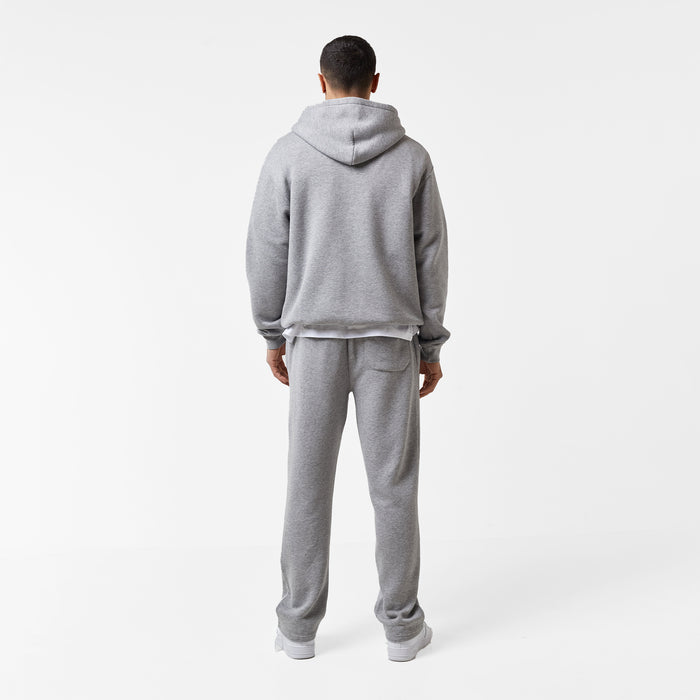 Open Hem Pleated Jogger | Mid Grey Marl