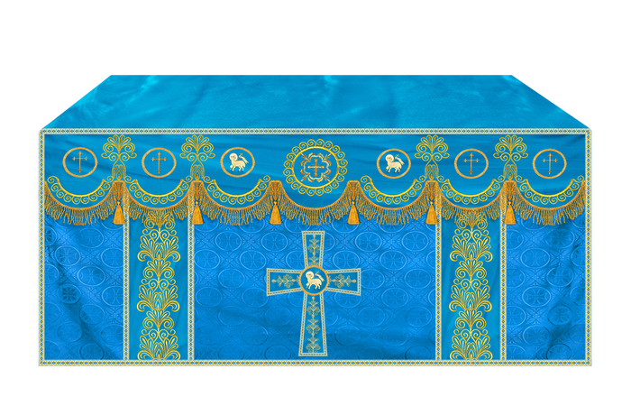 Ornate Altar Cloth with Gold Embroidery & Gothic Cross Design