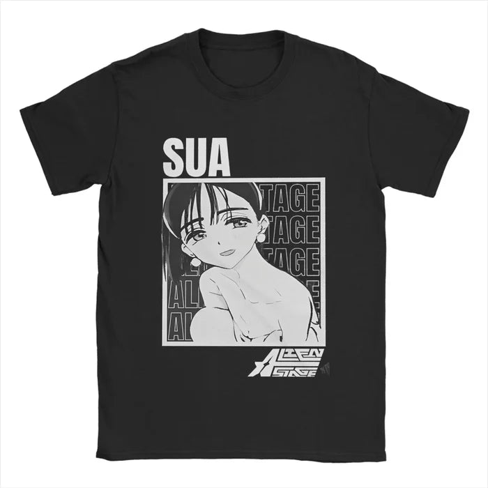 Oversized drop-shoulder tee on model