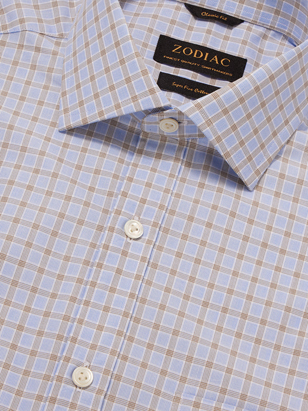 Palladio Sand Check Half Sleeve Classic Fit Classic Formal Super Fine Cotton Shirt
