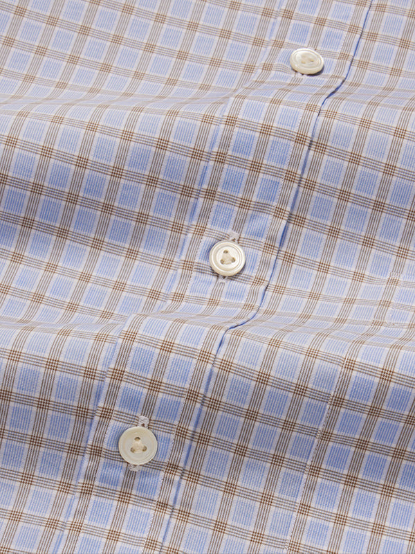 Palladio Sand Check Half Sleeve Classic Fit Classic Formal Super Fine Cotton Shirt