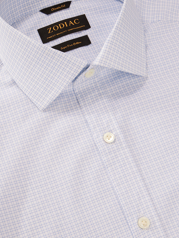 Palladio Sky Check Half Sleeve Classic Fit Classic Formal Super Fine Cotton Shirt