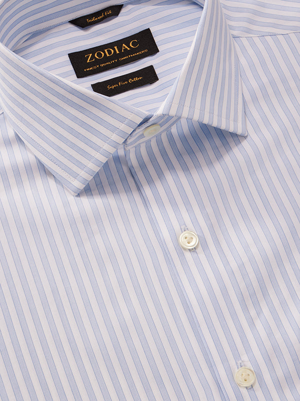 Palladio Sky Striped Full Sleeve Single Cuff Tailored Fit Classic Formal Super Fine Cotton Shirt
