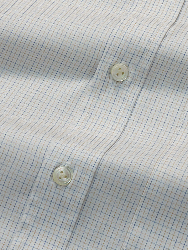 Palladio Yellow Check Full Sleeve Single Cuff Classic Fit Classic Formal Super Fine Cotton Shirt