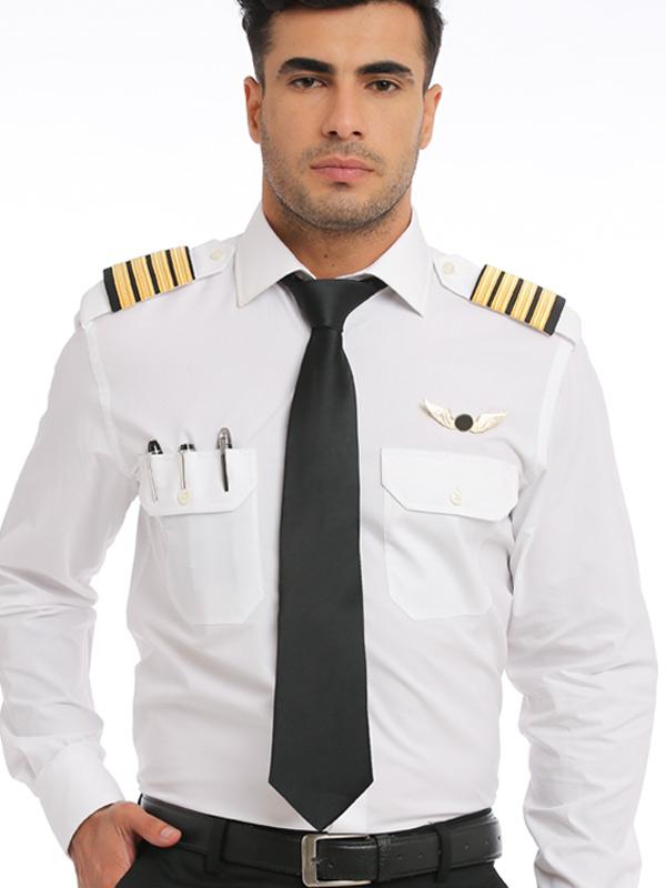 Pilot White Solid Full Sleeve Single Cuff Tailored Fit Classic Formal Blended Shirt