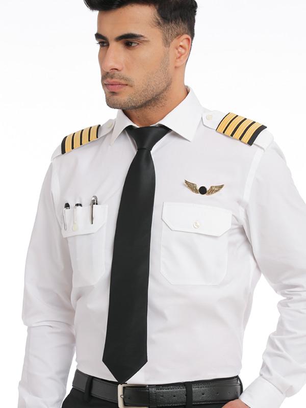 Pilot White Solid Full Sleeve Single Cuff Tailored Fit Classic Formal Blended Shirt