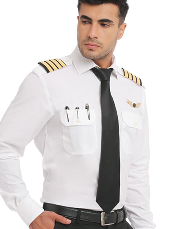 Pilot White Solid Full Sleeve Single Cuff Tailored Fit Classic Formal Blended Shirt